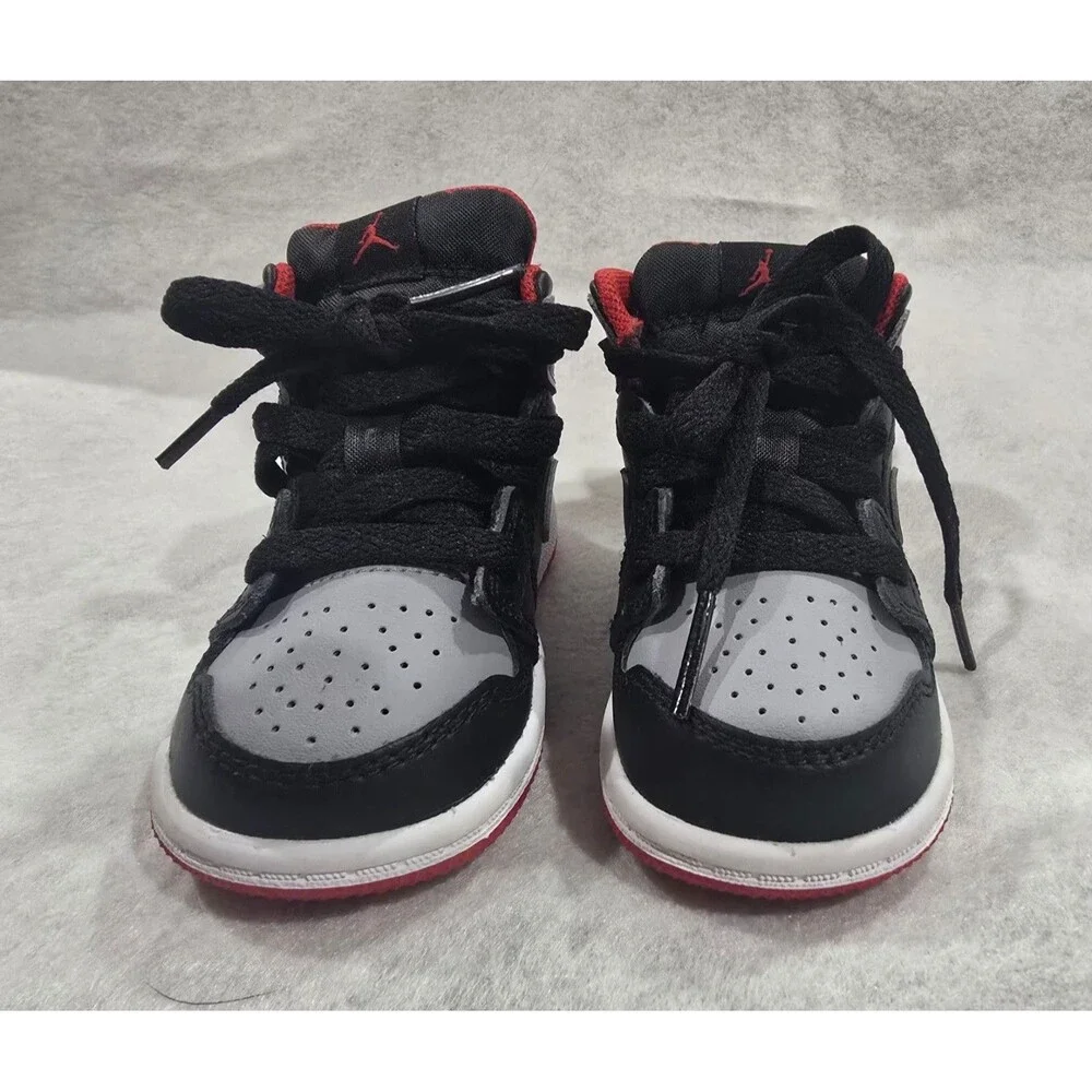 Air Jordan 1 Mid (TD) Baby 4C (Black/Cement Grey-Fire Red-White) DQ8425-006